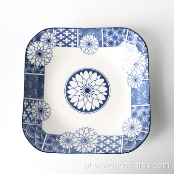 A almofada da placa do jantar da almofada de mesa da porcelana que imprime a placa quadrada